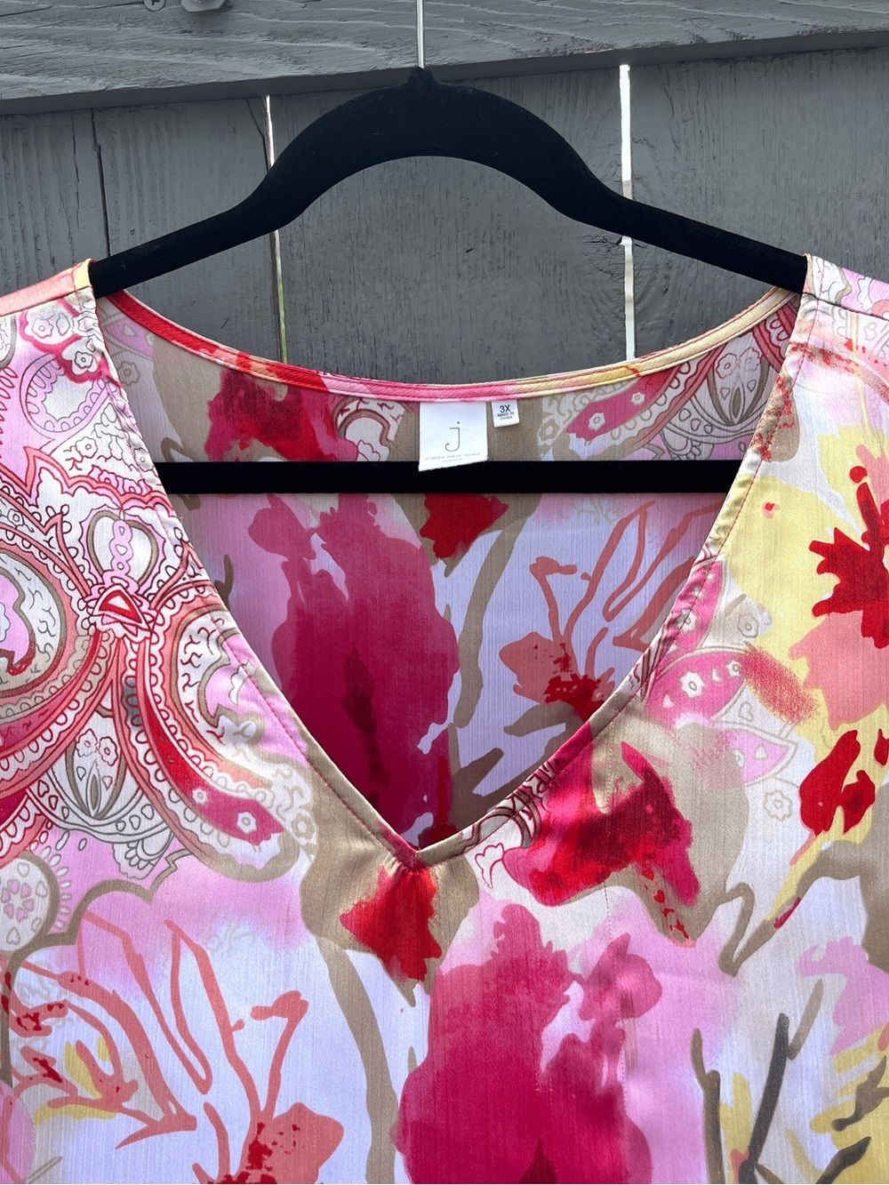 Jones New York V-Neck Kimono Sleeve Tunic Blouse Pink Coral Size 3X - Picture 4 of 10